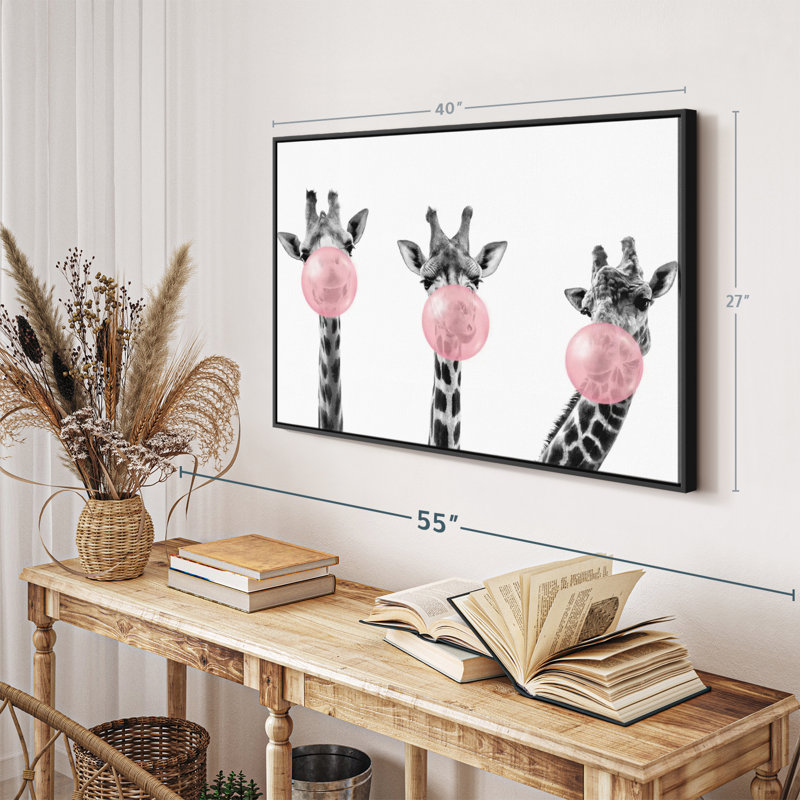 " Three Bubble Gum Giraffes ", 27" H x 40" W
