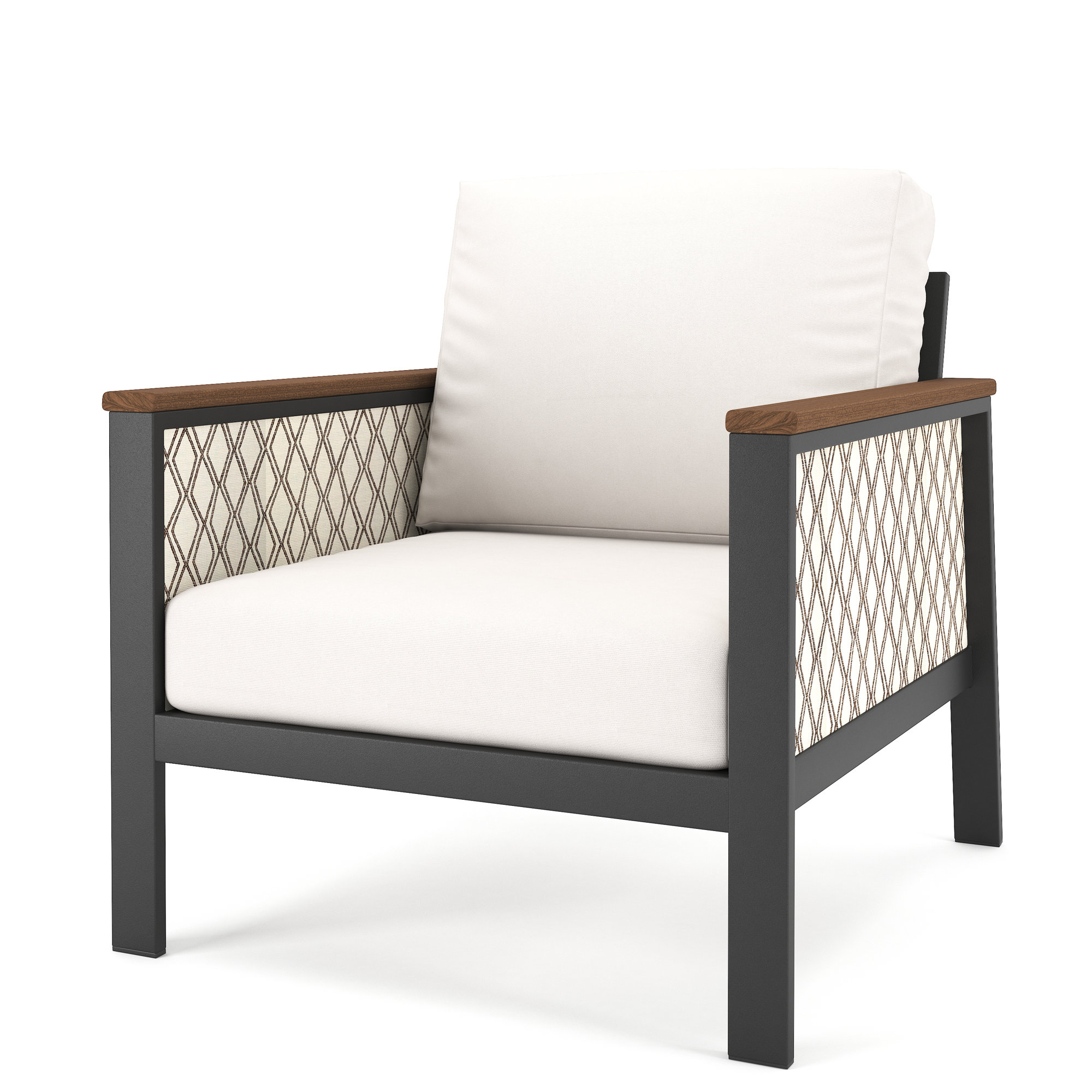 Townsend Metal Outdoor Lounge Chair with Sunbrella® Cushions, Canvas White/Voyage Dune Fabric