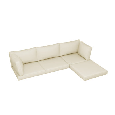 Upgraded 3.5" Deep Seat Outdoor Cushions For Patio Furniture, Waterproof & Fade Resistant Replacement For 4-Seat Patio Sectional Sofa With 5 Pillows