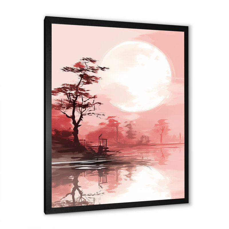 «Island Sunrise - Coastal Tropical», art mural, H 20 po x l 12 po x P 1 po, Cadre simple noir