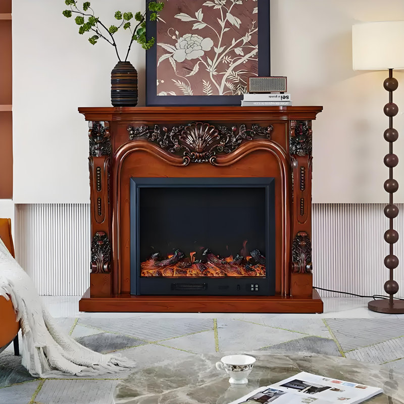 51.18"Brown Heating System Landscape Electric Fireplace, 43.31" H x 51.18" W x1 2.99" D, Brown