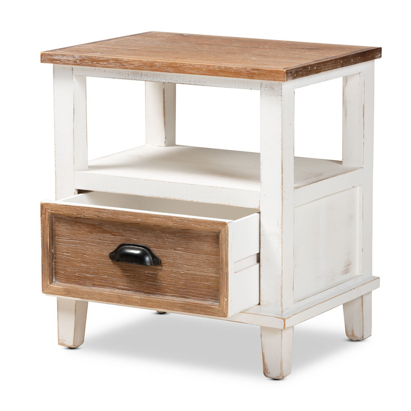 47cm W Solid + Manufactured Wood Bedside Table