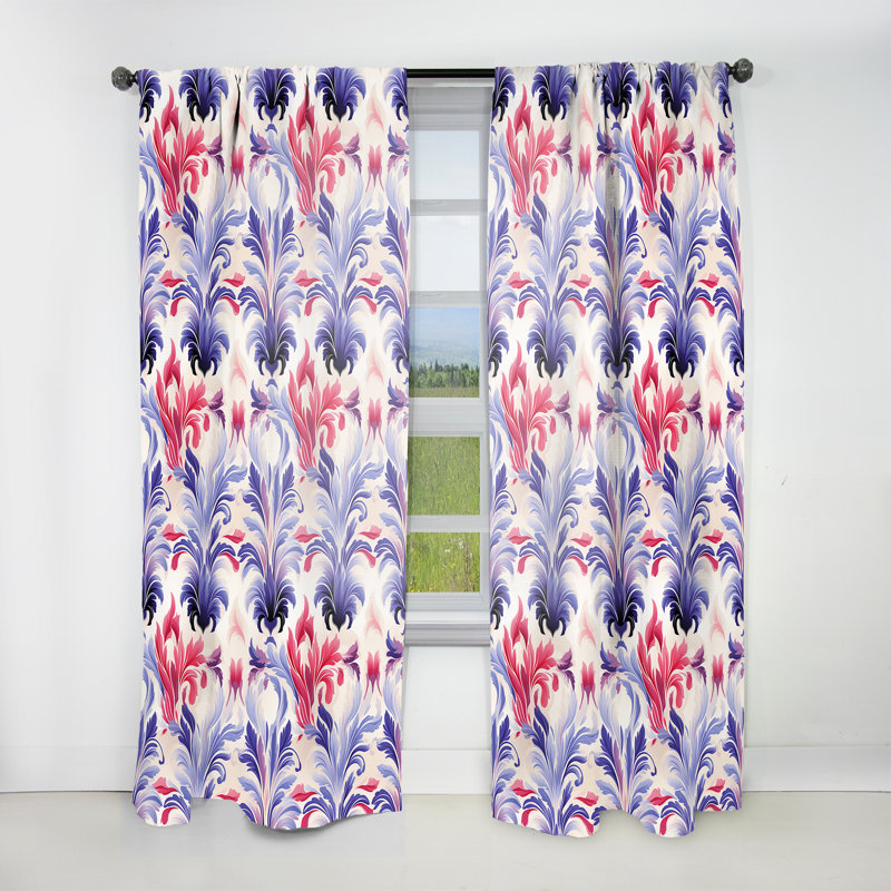 Pink And Purple Ikat Facade Splendor - Ikat Curtain - Velvet Room Darkening - 1 Panel, 52" W x 90" L