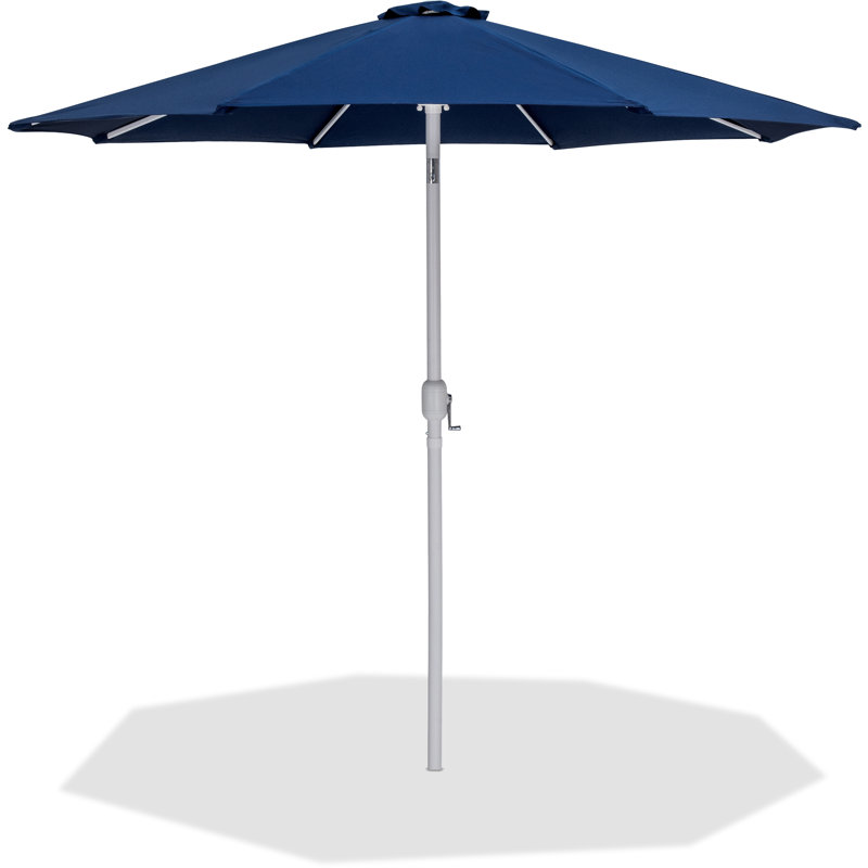 Parasols de patio en tissu Chavelle, Blanc, Bleu marine