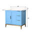 Meuble-lavabo en bois massif H 35 po x l 36 po avec comptoir en quartz et lavabo simple-1014830520