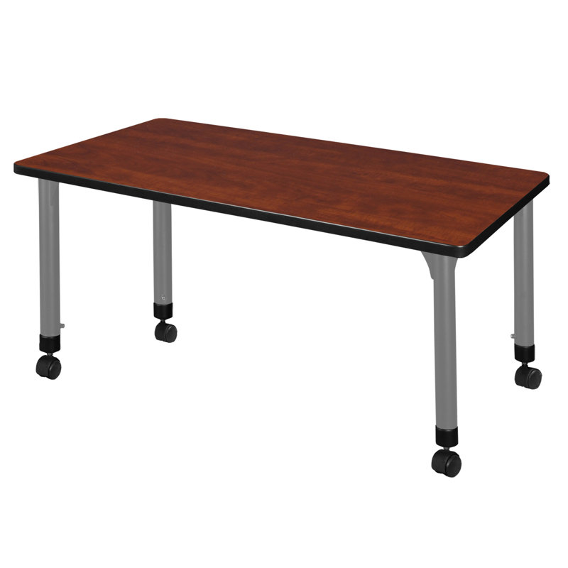 Kee Height Adjustable Training Table with Casters, Cherry