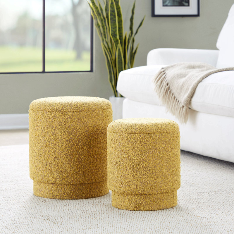 Ensemble de repose-pieds en tissu jaune, Fabric, Yellow