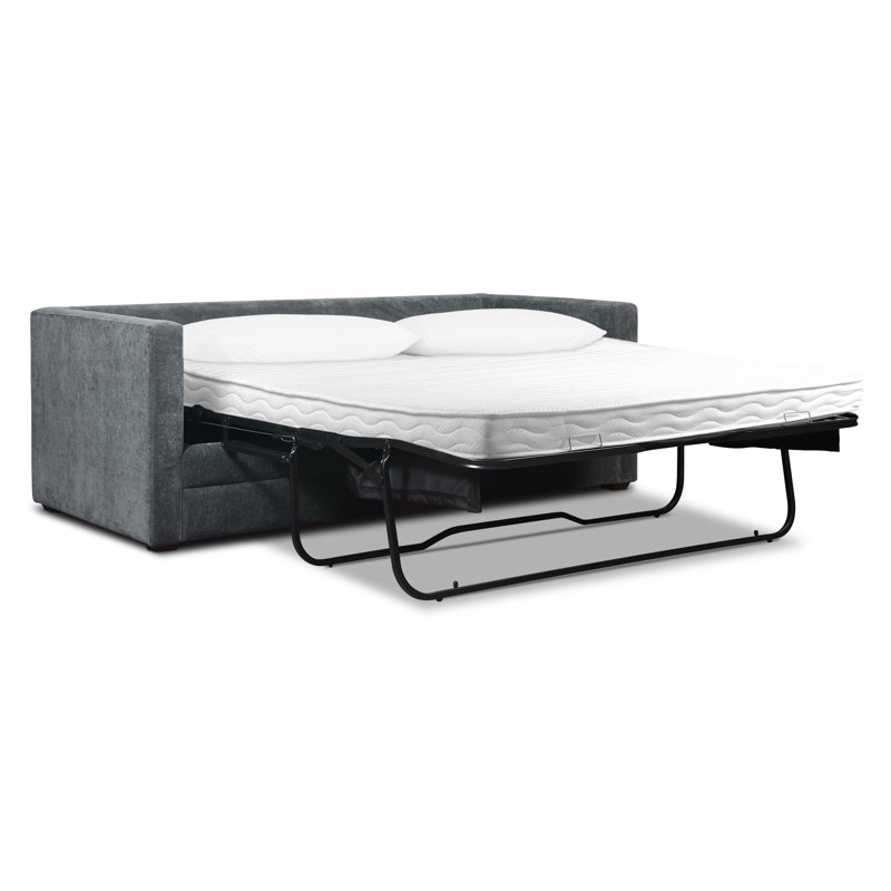 Hojovice 82'' Velvet Square Arm Sofa Bed, Boreal Blue