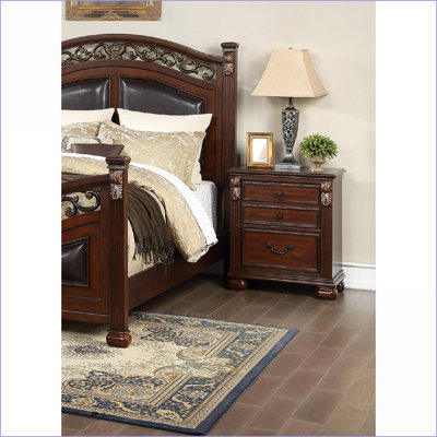 Traditional Cherry 2-Drawer Rubber Wood Nightstand Bedroom Side Table