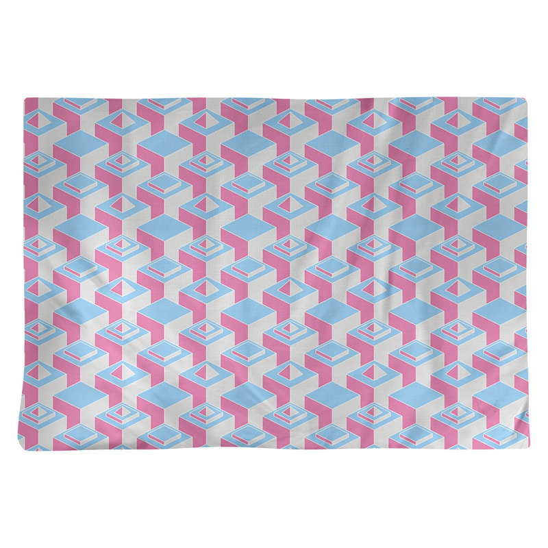 Napperon classique en coton 18 po Skyscraper, Bleu sarcelle / rose, polyester