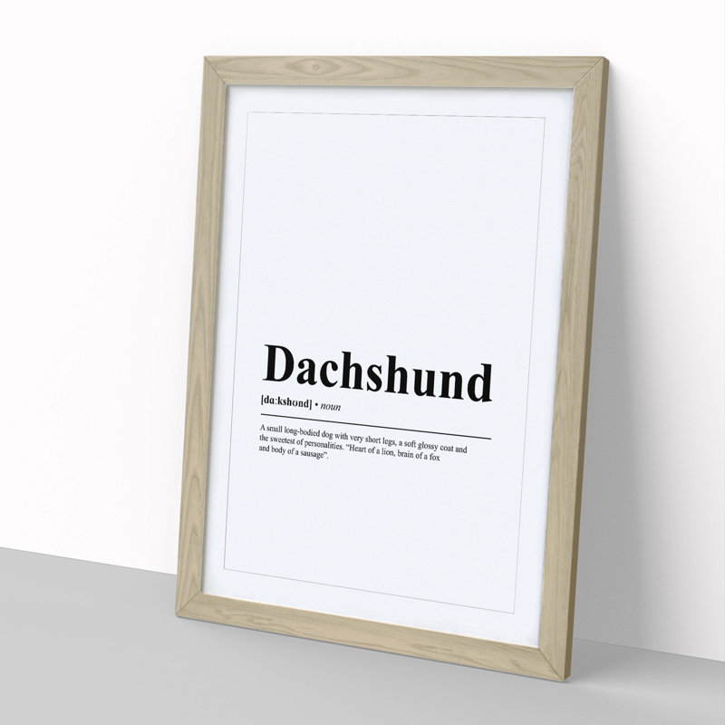 Dictionary Dachshund - Framed Print, 48cm H x 36cm W x 2cm D, Oak