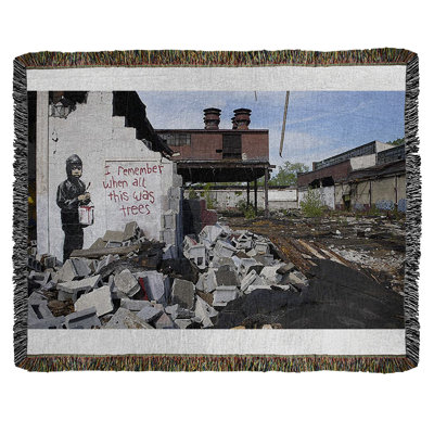 Banksy Graffiti Hand Woven Throw Blanket
