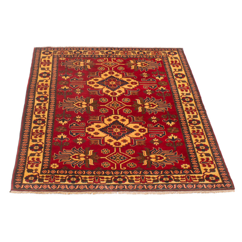 Tapis rouge en laine nouvel âge 4 pi 11 po x 6 pi 7 po Kargahi
