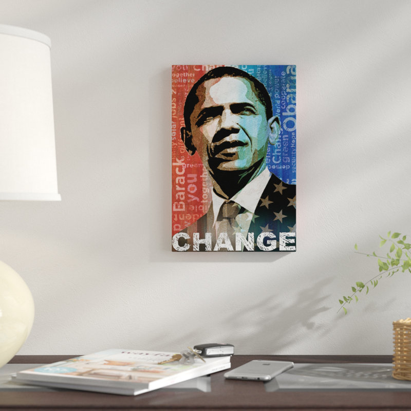 « obama : change », reproduction d’impression sur toile, H 18 po x l 12 po x P 1,5 po, Toile tendue, Pas de tapis