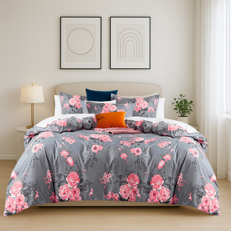 Haffa Microfiber Duvet Cover Set with Pillowcases Included, Bouquet, Double Duvet Cover + 2 Standard Pillowcases