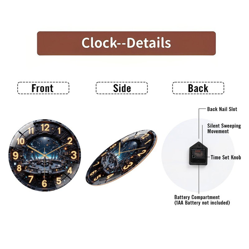 Horloge murale 12 po Spaceship