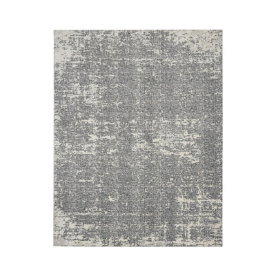 Tapis rectangulaire abstrait en viscose / polyester fabriqué à la machine en ivoire / gris Mouton
