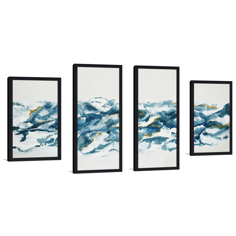 " Into the blue " 4 Piece Art Acrylic Print, 31.5" H x 62" W x 1" D, Black Framed