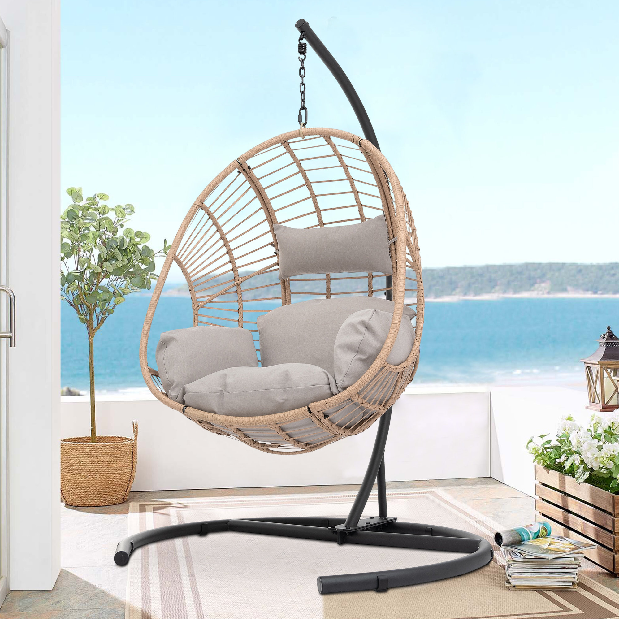 Swing Rattan Chair Mat Home Office Rocking Chair Soft Pad Sun
