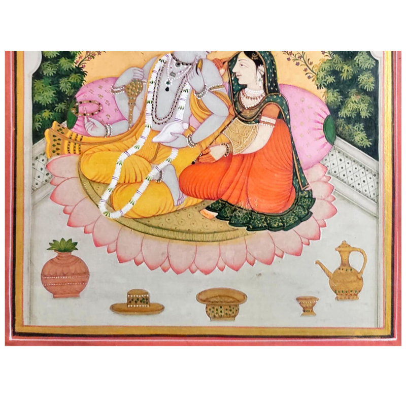 Bhawawan Vishnu avec Devi Lakshmi | Aquarelle de Gaurav Rajput