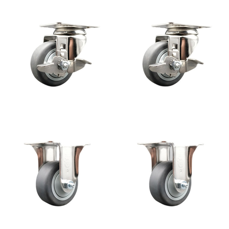 4 Piece Thermoplastic Rubber Caster Set