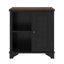 Table d'appoint Black Shutter avec 2 paniers tissés à la main, table de bout de style américain avec armoire de rangement et pieds de repose-pieds