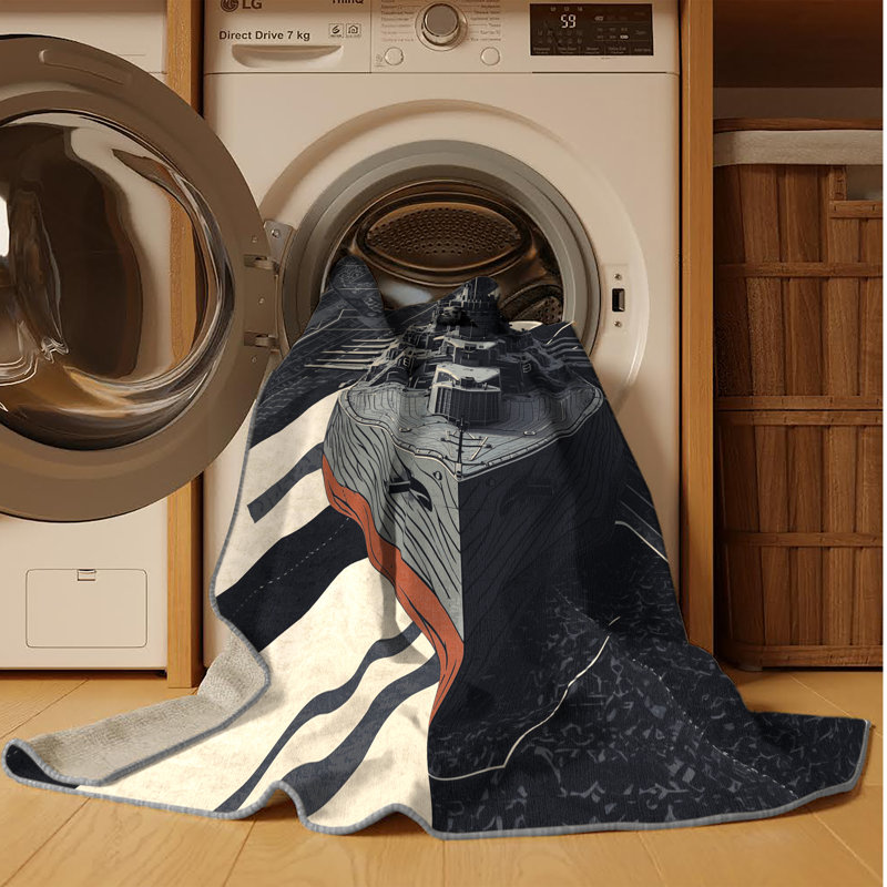 Machine Washable Vehicles And Transportation Naval Battleship Sleek & Chic Modern Geometric Rug in Gray – Gray Binding, 8x12