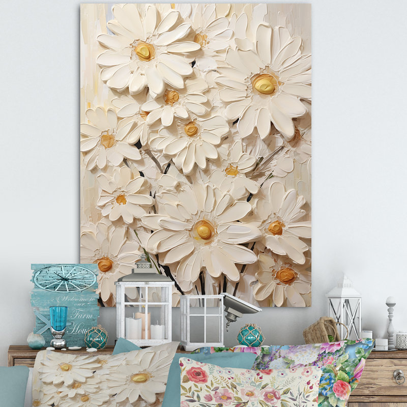 " White Daisy Fields Elegance III ", Wrapped Canvas, 32" H x 24" W x 1" D