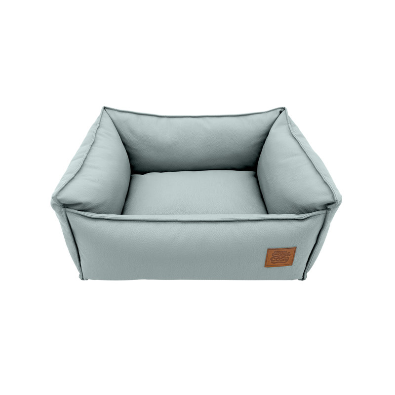 Faux Leather Pet Bed, Blue, 33cm H x 109cm W x 83cm D