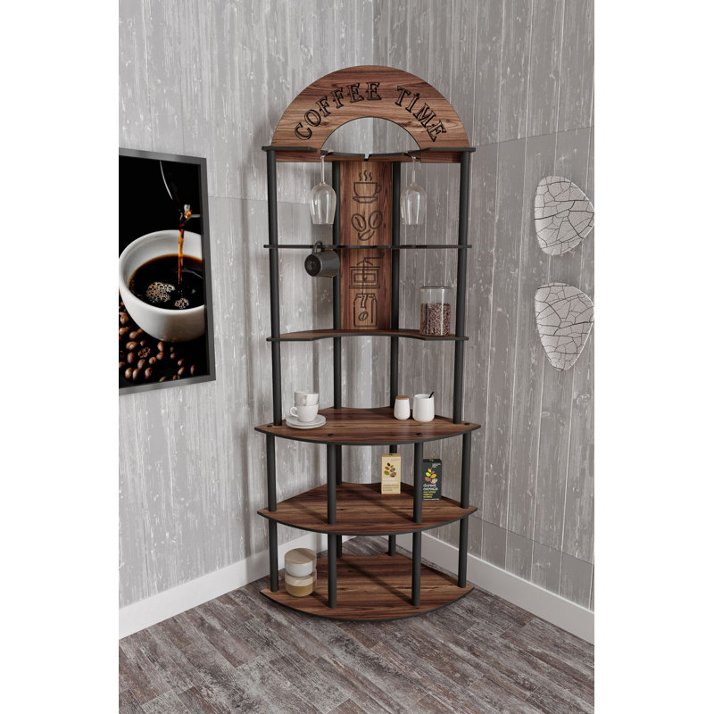 Élégant support à café avec pieds en bois, couleur noyer, 31,1 po x 17,7 po x 15,7 po | Fabrication 100% MDF durable | Parfait pour le salon et le vestibule, design moderne et grande surface