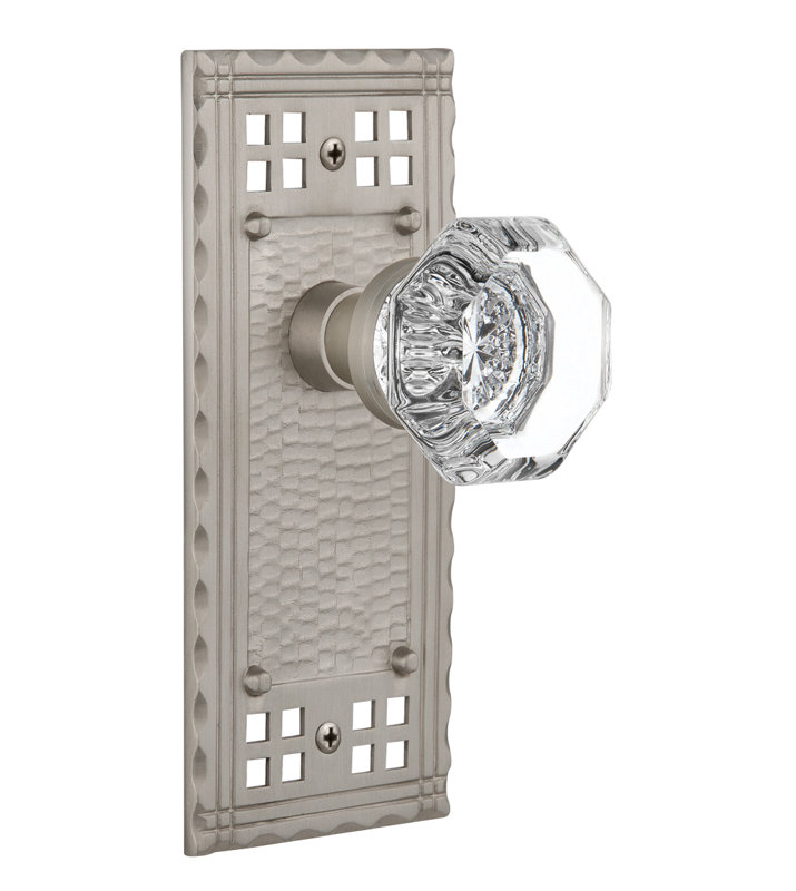 Assiette artisanale avec bouton de porte Waldorf, Nickel satiné, 2-3/4"