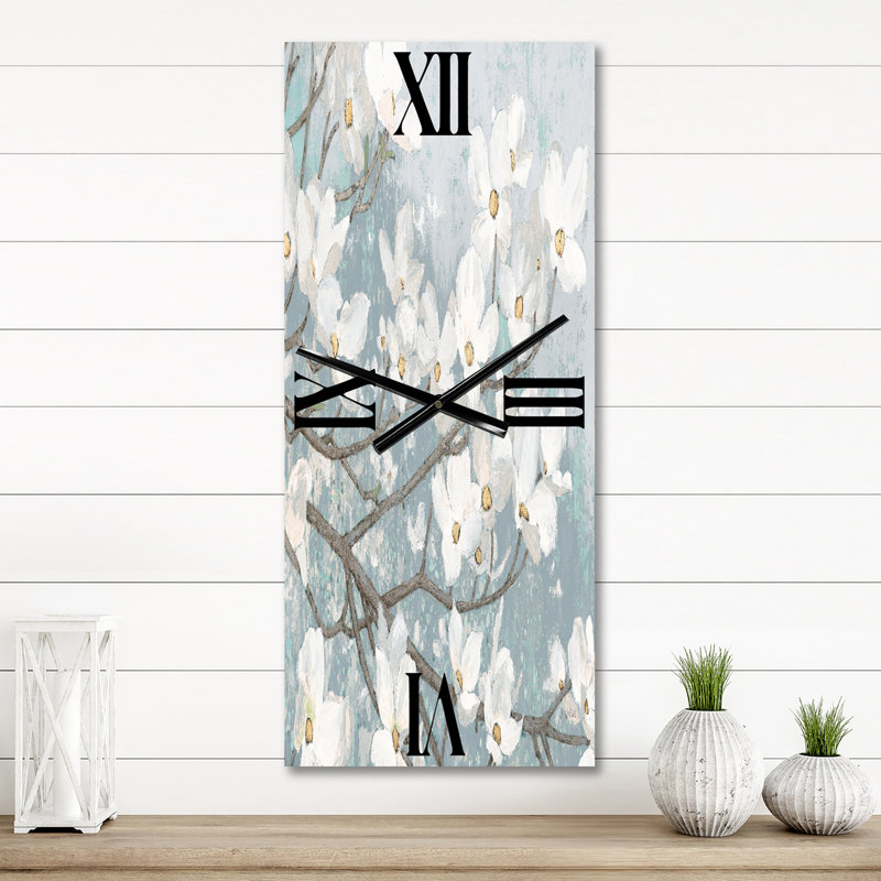 Bleu sur fond gris - Horloge murale traditionnelle, Grand