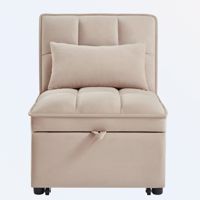 Convertible Chaise Lounge with Adjustable Backrest and Pillows by Latitude Run