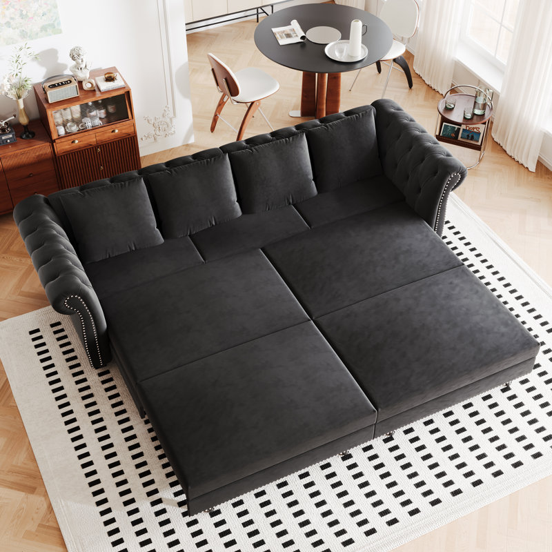 Canapé-lit Chesterfield 90 po, Noir