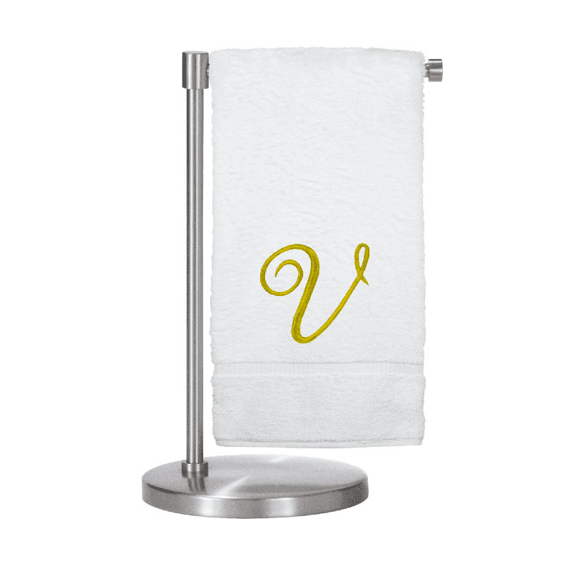 Bath Towel, V, White/Gold