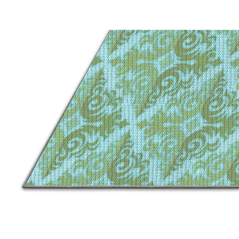 Tapis bleu clair en laine Damask, Rectangle 3 pi x 5 pi