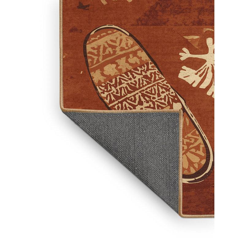 Tapis moelleux moelleux à motif de blocs d'inspiration mondiale Boyd - reliure brun clair, 5 x 7