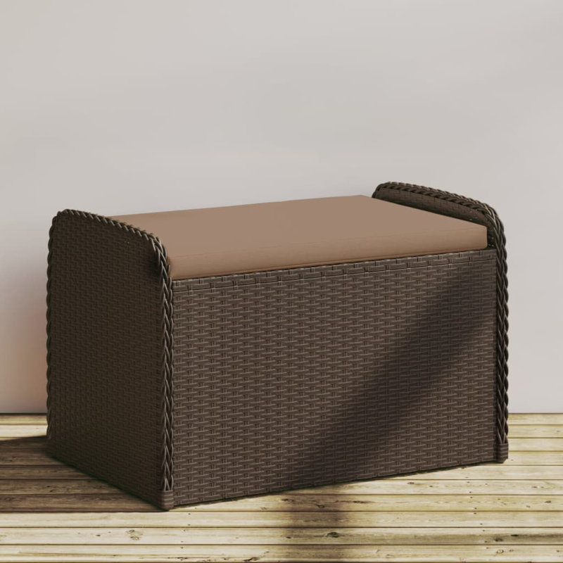 Banc de rangement avec coussin Vidaxl, Beige, Brun, H 20,5 po x l 31,5 po x P 20,1 po