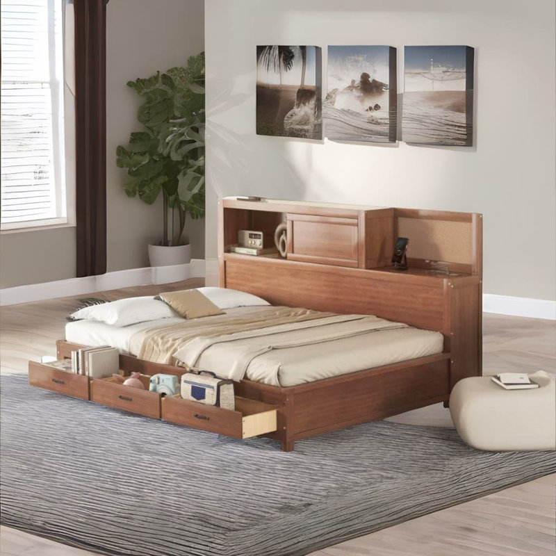 Unfinished Bookcase Bed, Brown, Full