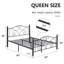 Structure de grand lit, lit plateforme en métal avec tête et pied de lit de style parisien, support de lattes robuste, rangement sous le lit, aucun sommier tapissier requis-726806403-761235619