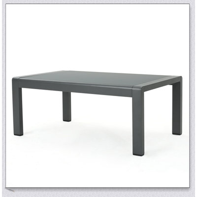 Durable Aluminum Outdoor Coffee Table With Tempered Glass Top, Perfect For Patio And Deck Use