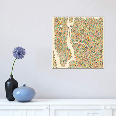Abstract City Map of New York City 1 Piece Wrapped Canvas Wall Art