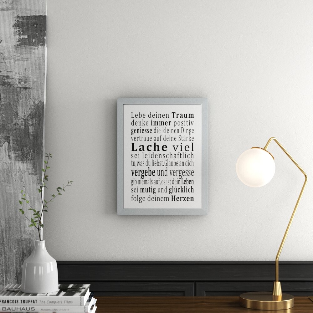 Gerahmtes Glasbild Scandic-Living - Lebensweisheit