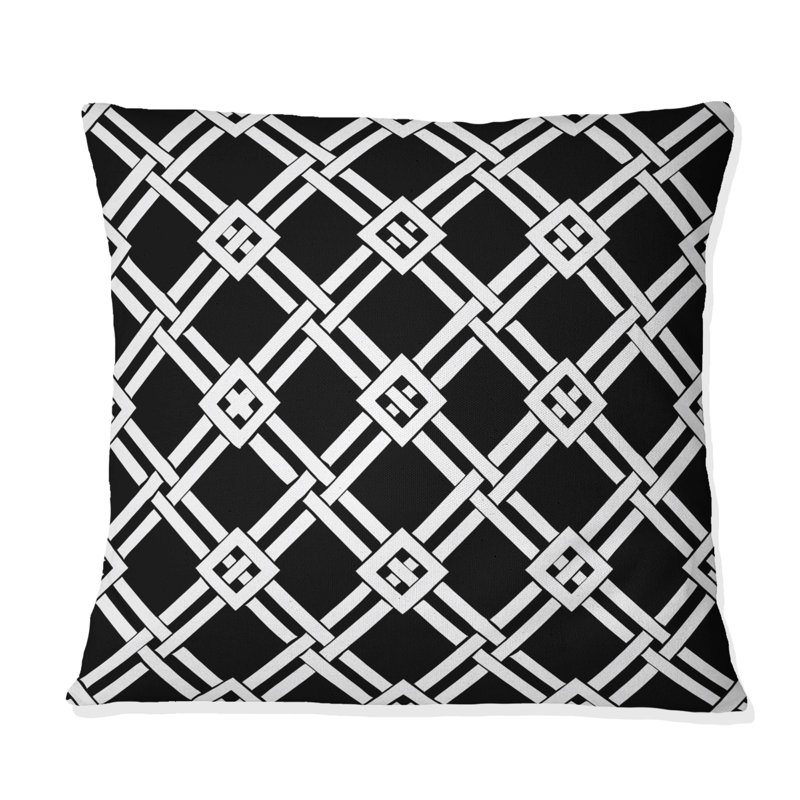 Coussin décoratif noir Modern Trellis IV - Modern, H 18 po x l 18 po