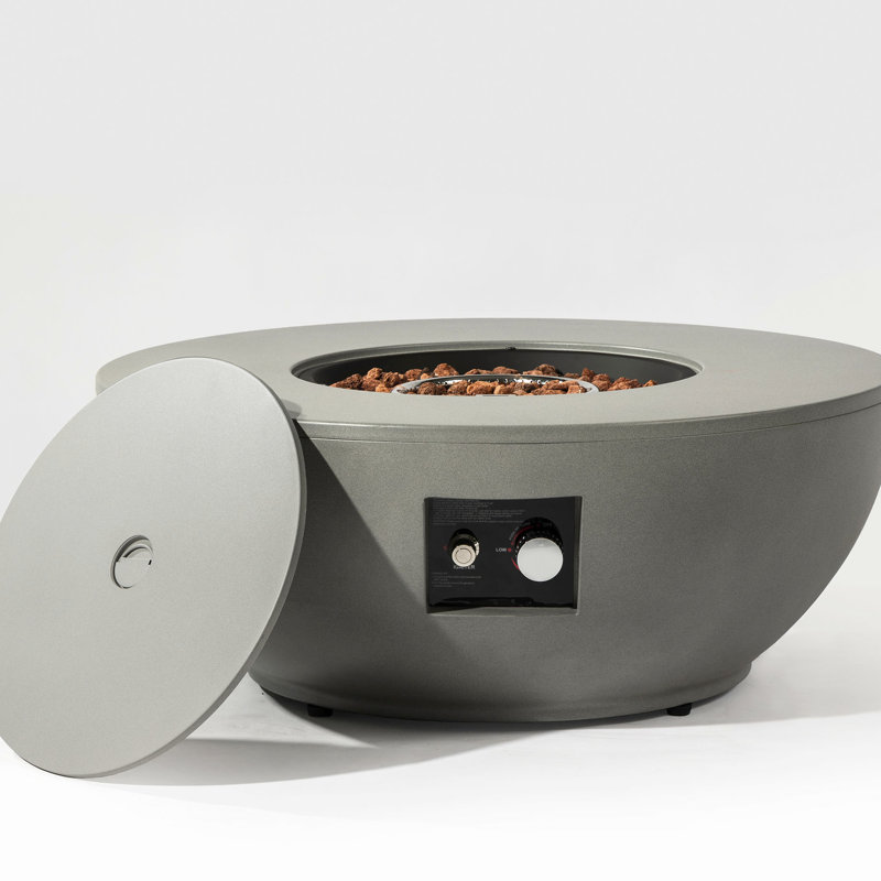 Outdoor 40000 Propane Fireplace - Steel, Features Grey Fire Pit Bowl