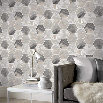 Charliee 10m x 53cm Metallic Finish Wallpaper Roll