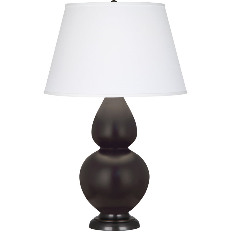 Double Gourd Table Lamp, White , Matte Midnight Blue/Deep Patina Bronze