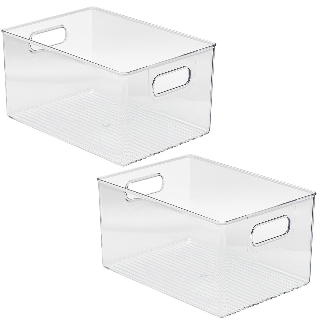 Sorbus Large Plastic Kitchen, Pantry, and Fridge Storage Bins with Handles 2 Pack Sorbus