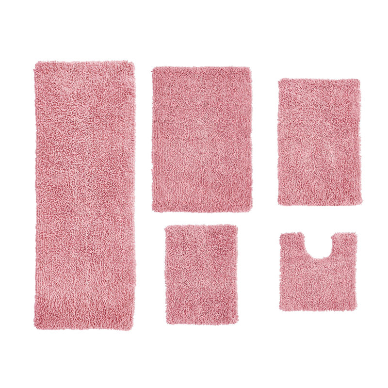 Ensemble de tapis pour salle de bain 100% coton Hazley, Rose