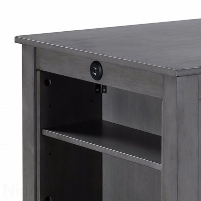36" Counter Height Dining Table Small Space USB Charging Ports Shelves